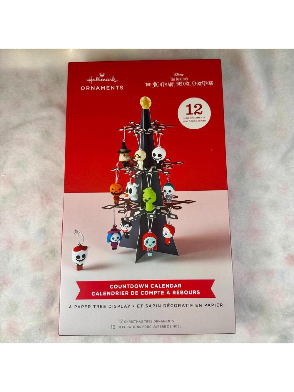 Nightmare Before Christmas Countdown Calendar Tree Display w/ 12 Mini Ornaments